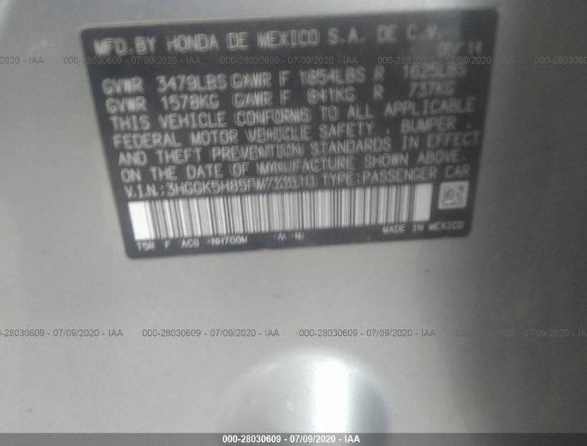 3HGGK5H85FM733510
