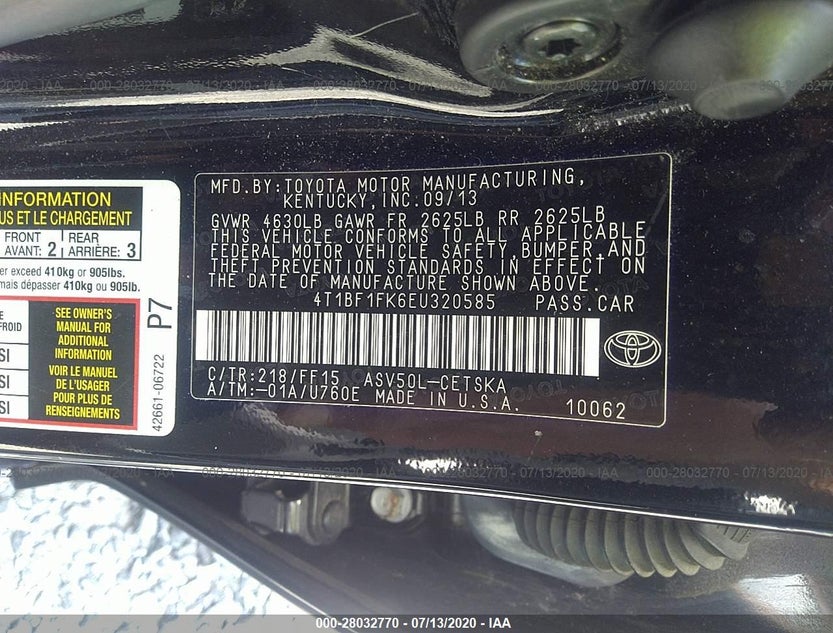 4T1BF1FK6EU320585