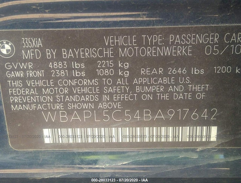 WBAPL5C54BA917642
