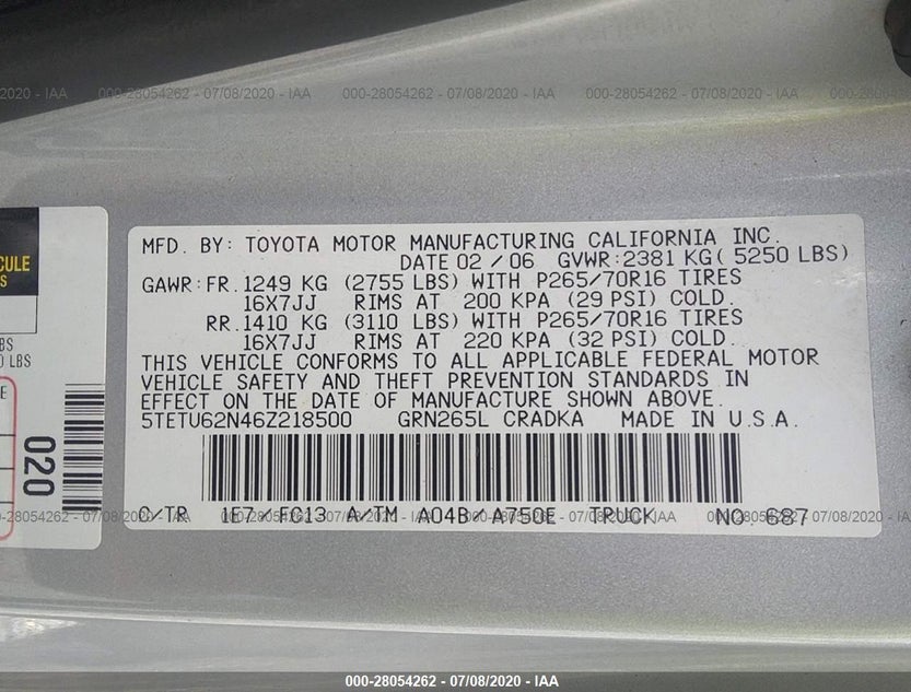 5TETU62N46Z218500