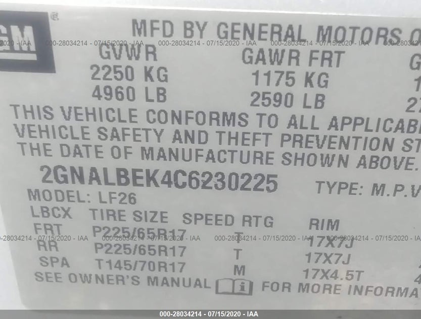 2GNALBEK4C6230225