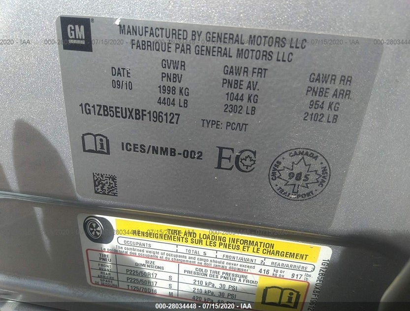 1G1ZB5EUXBF196127