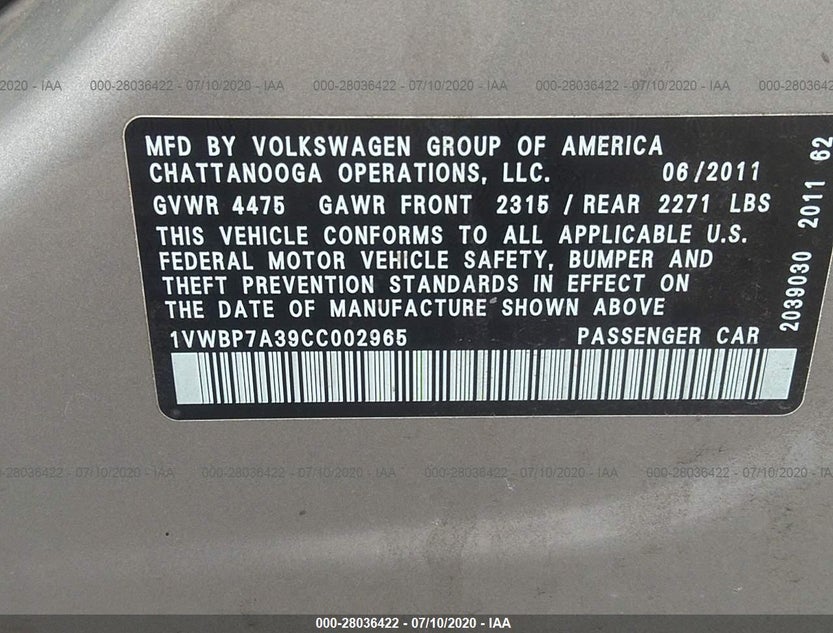 1VWBP7A39CC002965