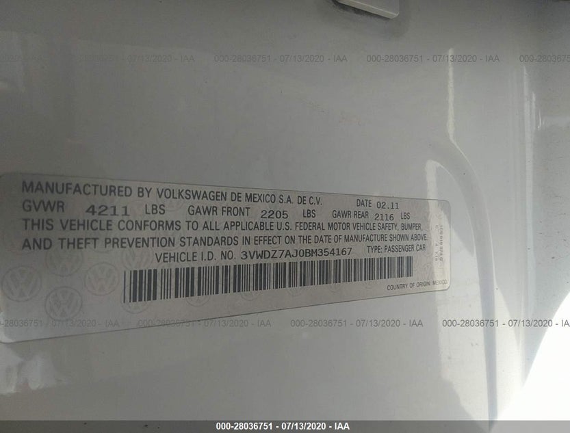 3VWDZ7AJ0BM354167