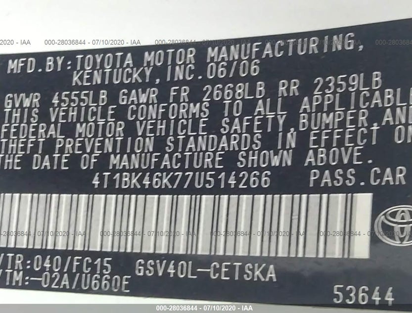 4T1BK46K77U514266