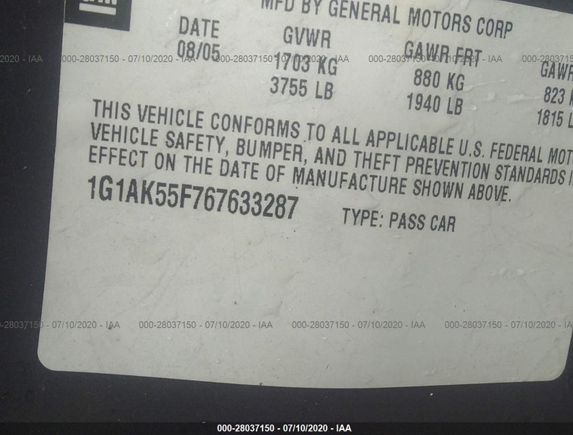 1G1AK55F767633287