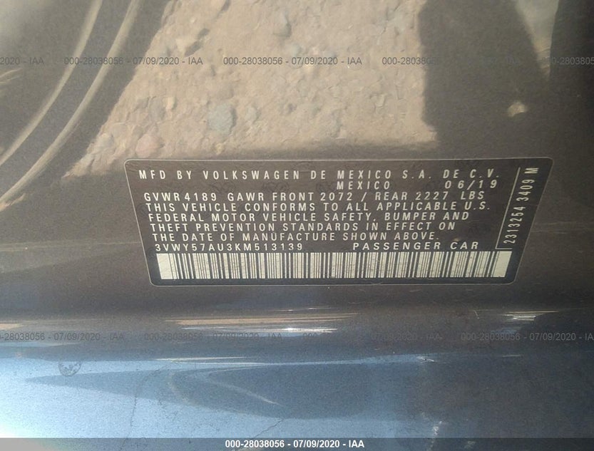 3VWY57AU3KM513139
