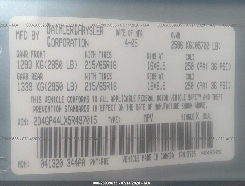 2D4GP44LX5R497015