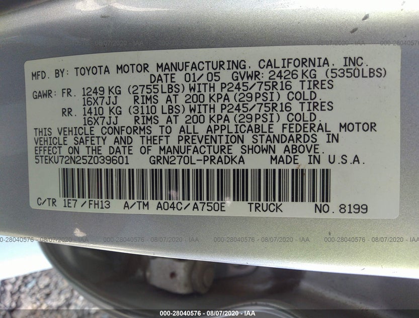 5TEKU72N25Z039601