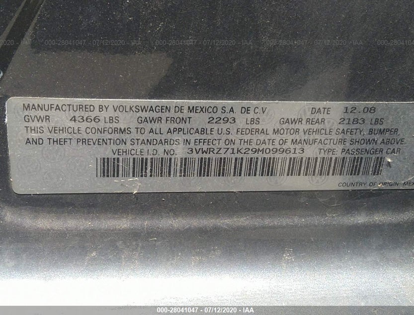 3VWRZ71K29M099613