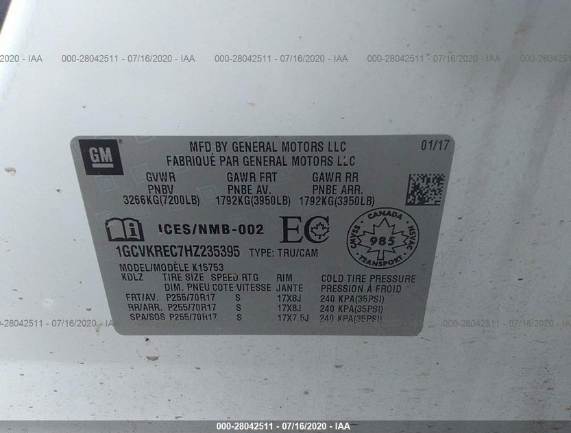 1GCVKREC7HZ235395