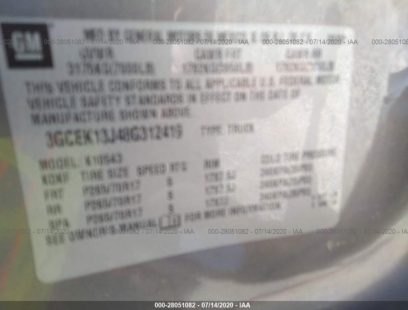 3GCEK13J48G312419