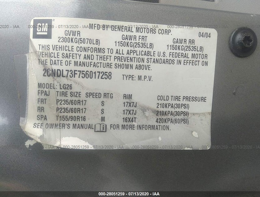 2CNDL73F756017258