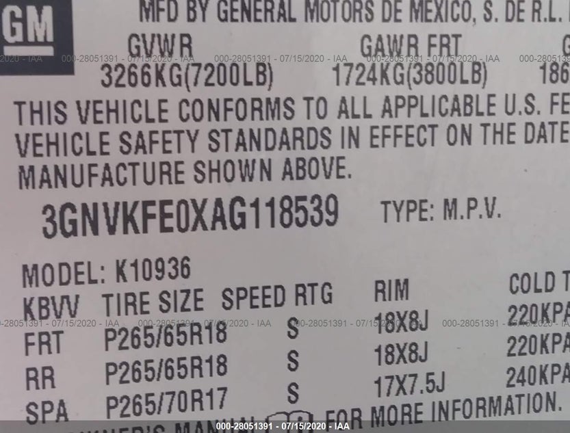 3GNVKFE0XAG118539