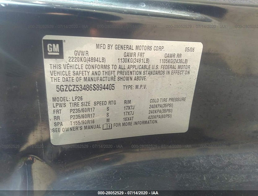 5GZCZ53486S894405