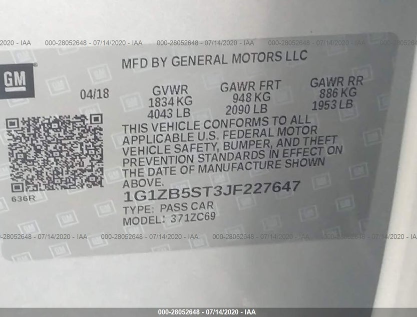 1G1ZB5ST3JF227647
