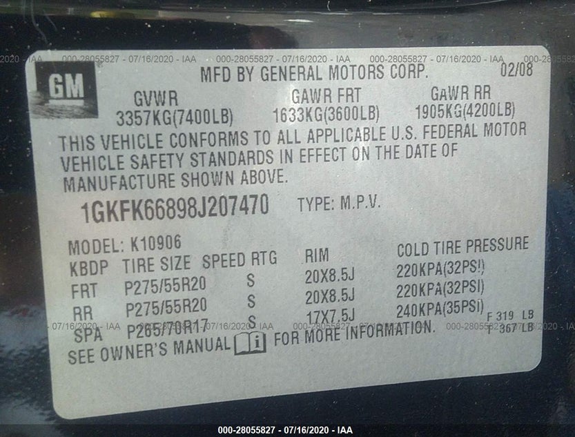 1GKFK66898J207470