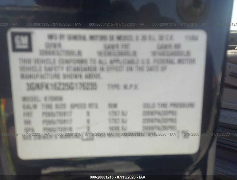 3GNFK16Z25G176235