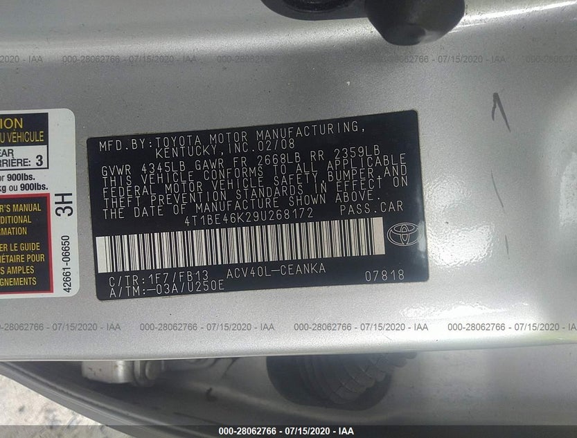 4T1BE46K29U268172
