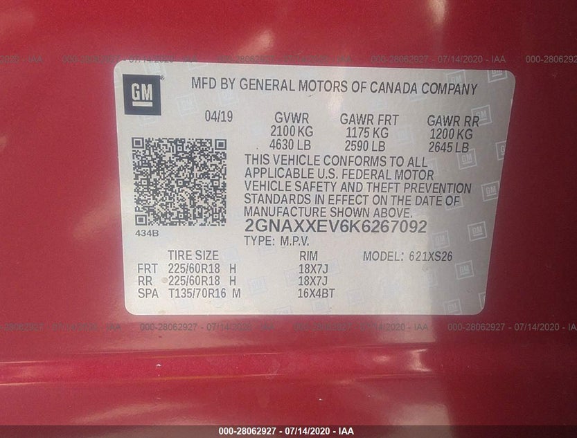 2GNAXXEV6K6267092