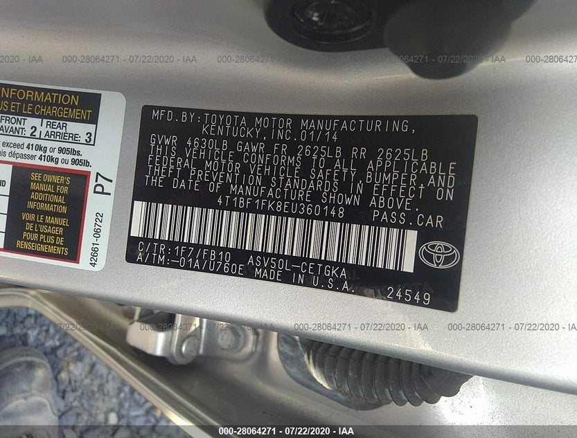 4T1BF1FK8EU360148