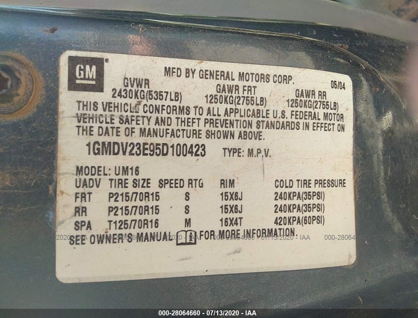 1GMDV23E95D100423