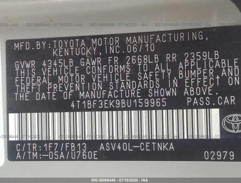 4T1BF3EK9BU159965