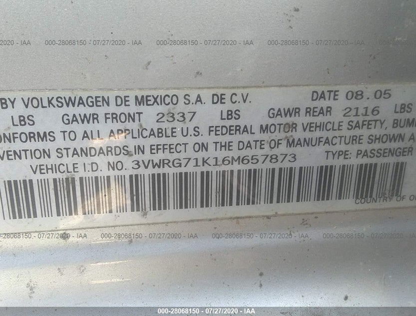 3VWRG71K16M657873