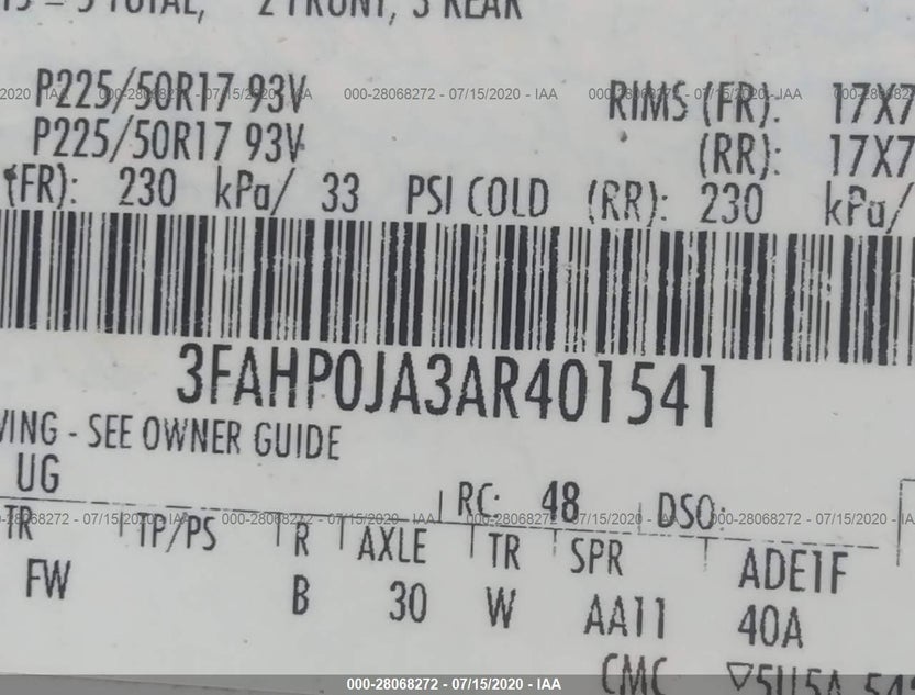 3FAHP0JA3AR401541