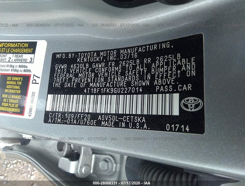 4T1BF1FK9GU227014
