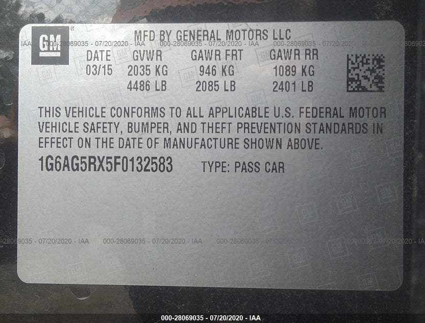 1G6AG5RX5F0132583
