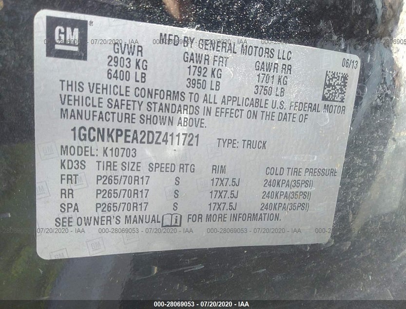 1GCNKPEA2DZ411721