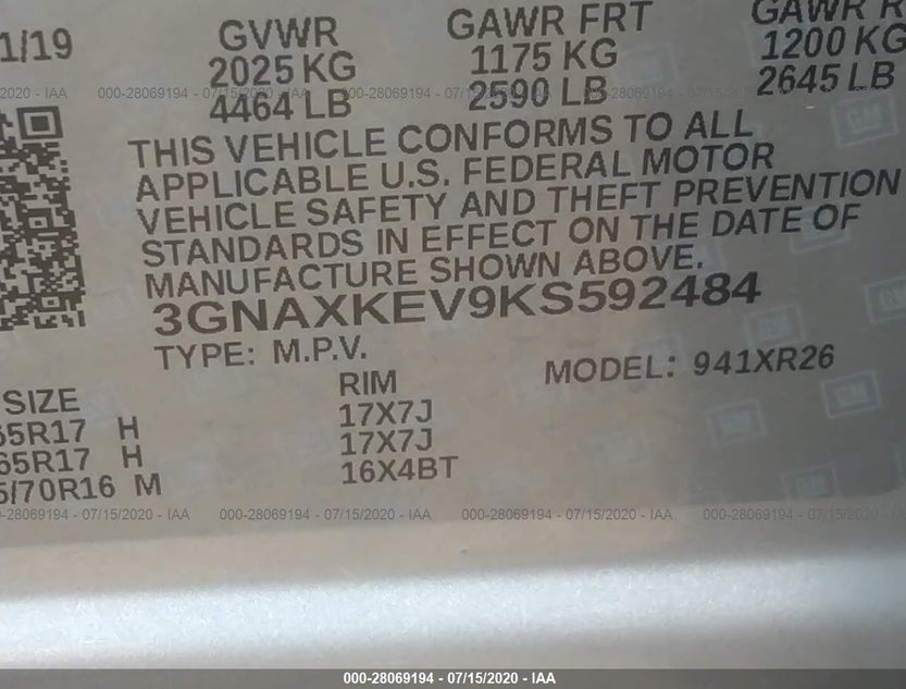 3GNAXKEV9KS592484