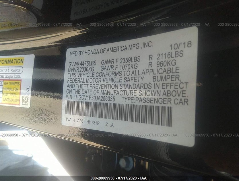 1HGCV1F30JA256335