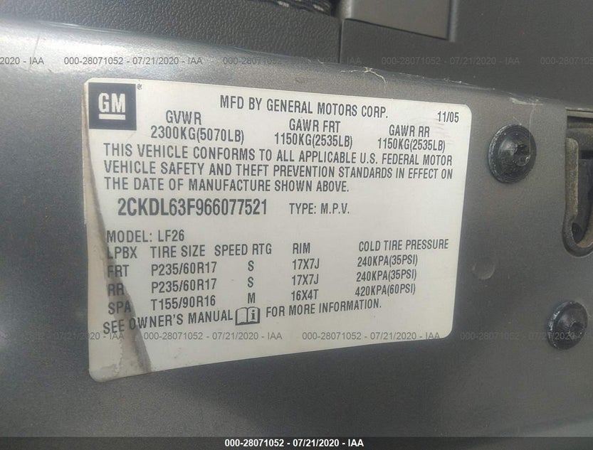 2CKDL63F966077521