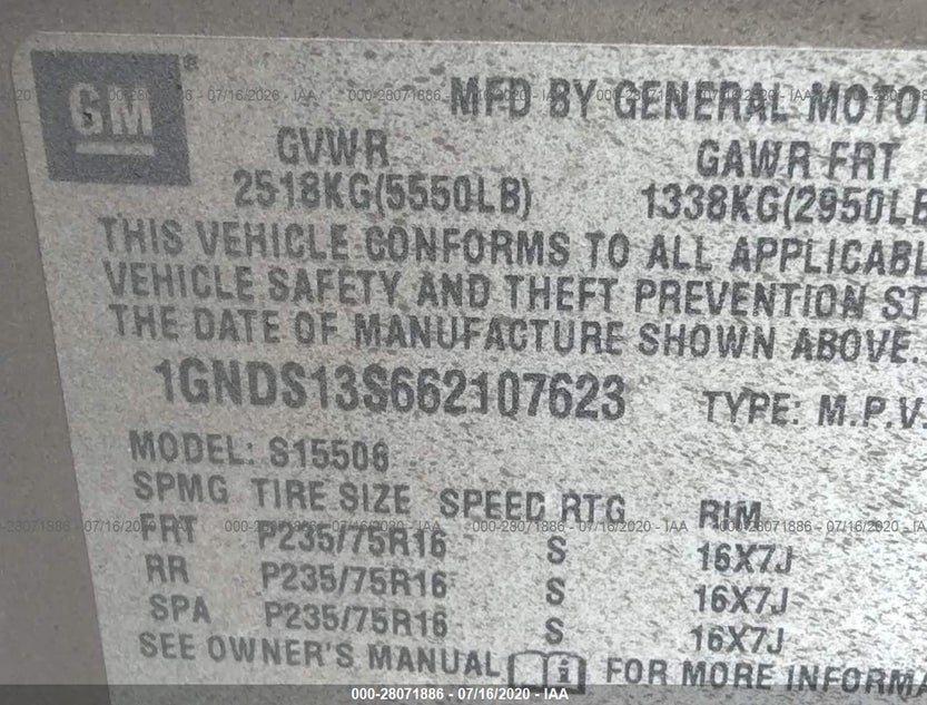 1GNDS13S662107623