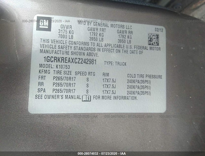 1GCRKREAXCZ242981