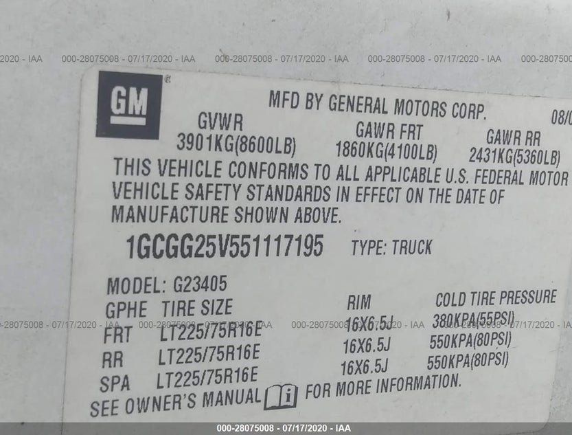 1GCGG25V551117195