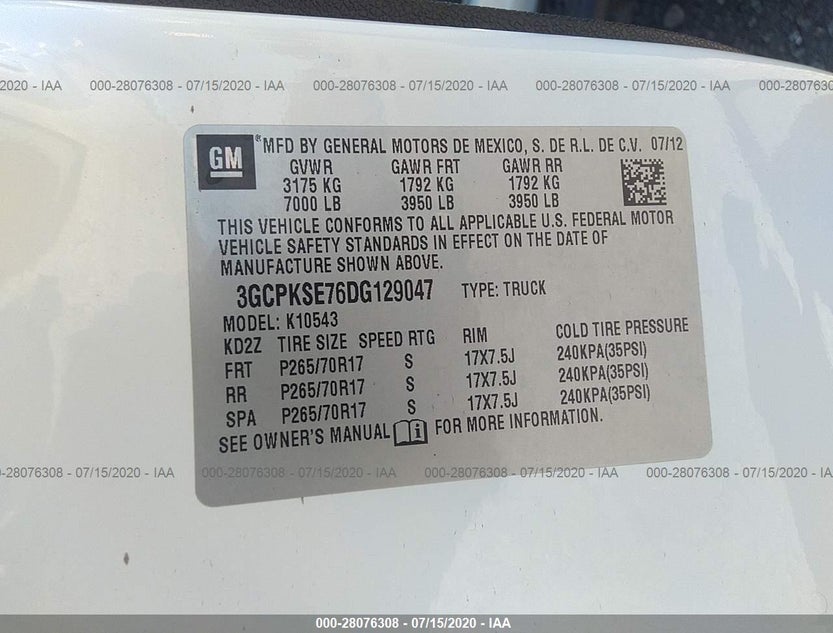 3GCPKSE76DG129047