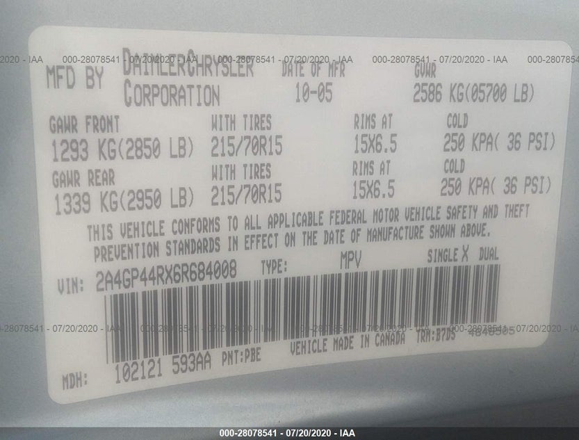 2A4GP44RX6R684008