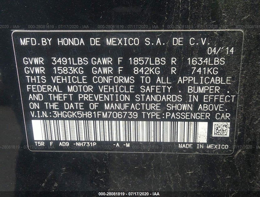 3HGGK5H81FM706739