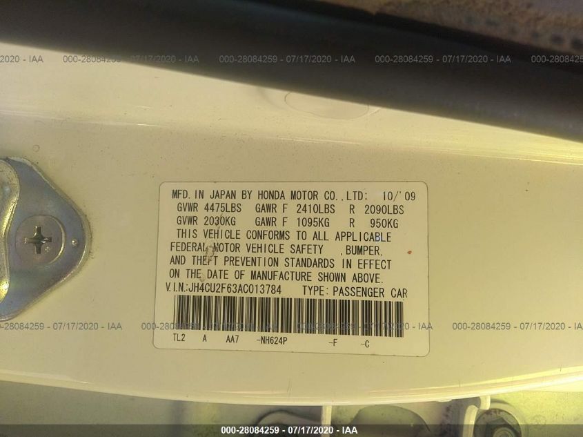 JH4CU2F63AC013784 2010 Acura Tsx 2.4