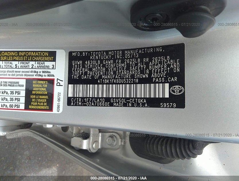 4T1BK1FK6DU532218
