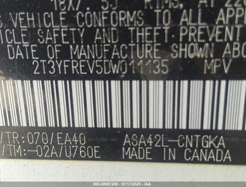 2T3YFREV5DW011135