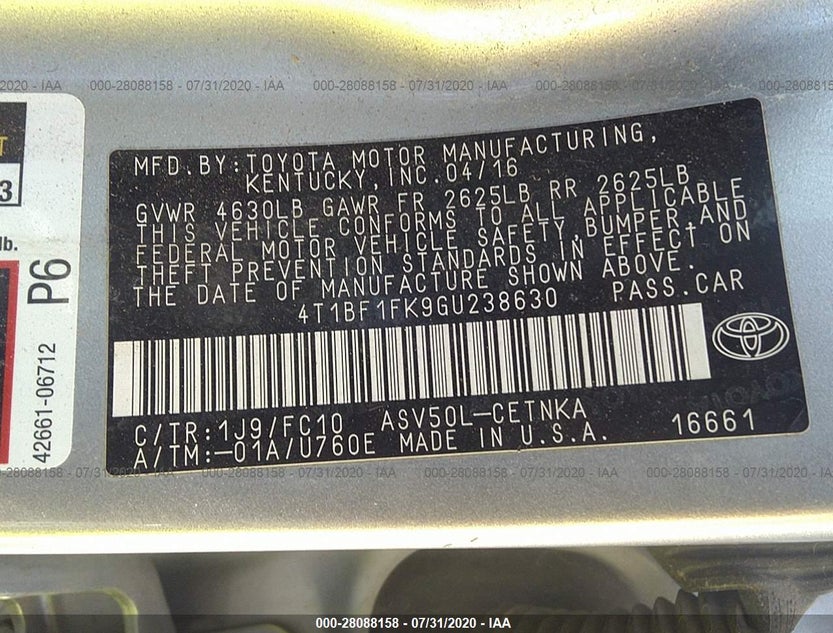 4T1BF1FK9GU238630