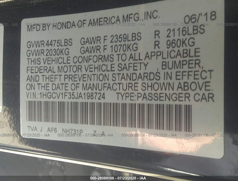 1HGCV1F35JA198724