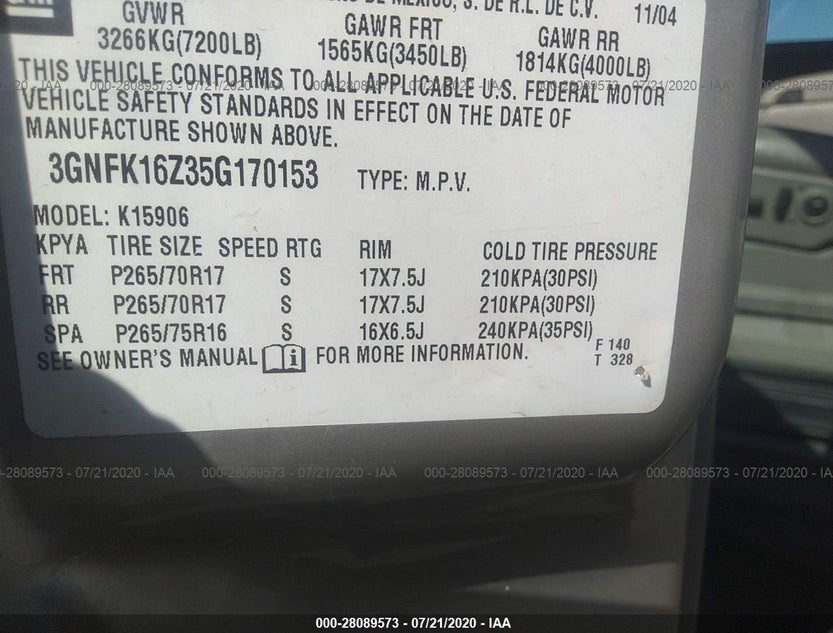 3GNFK16Z35G170153