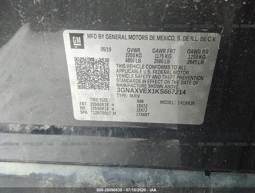 3GNAXVEX1KS667214