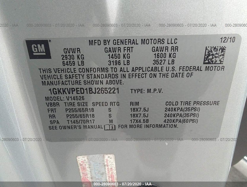 1GKKVPED1BJ265221