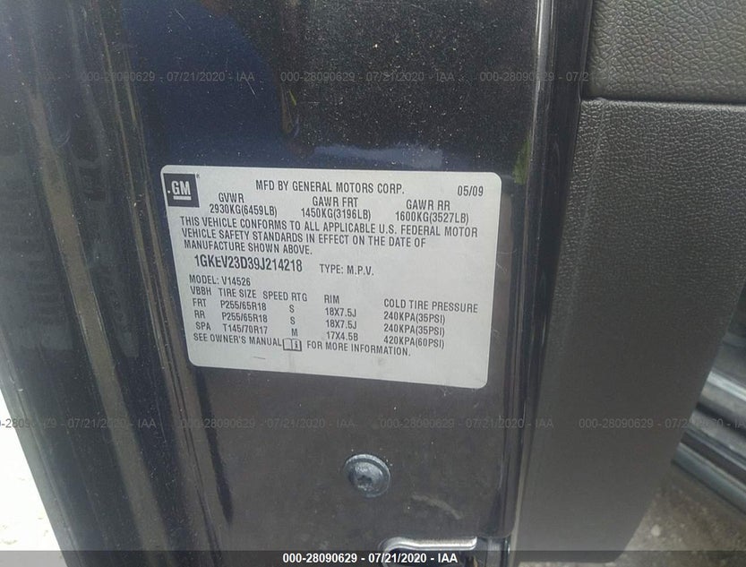1GKEV23D39J214218